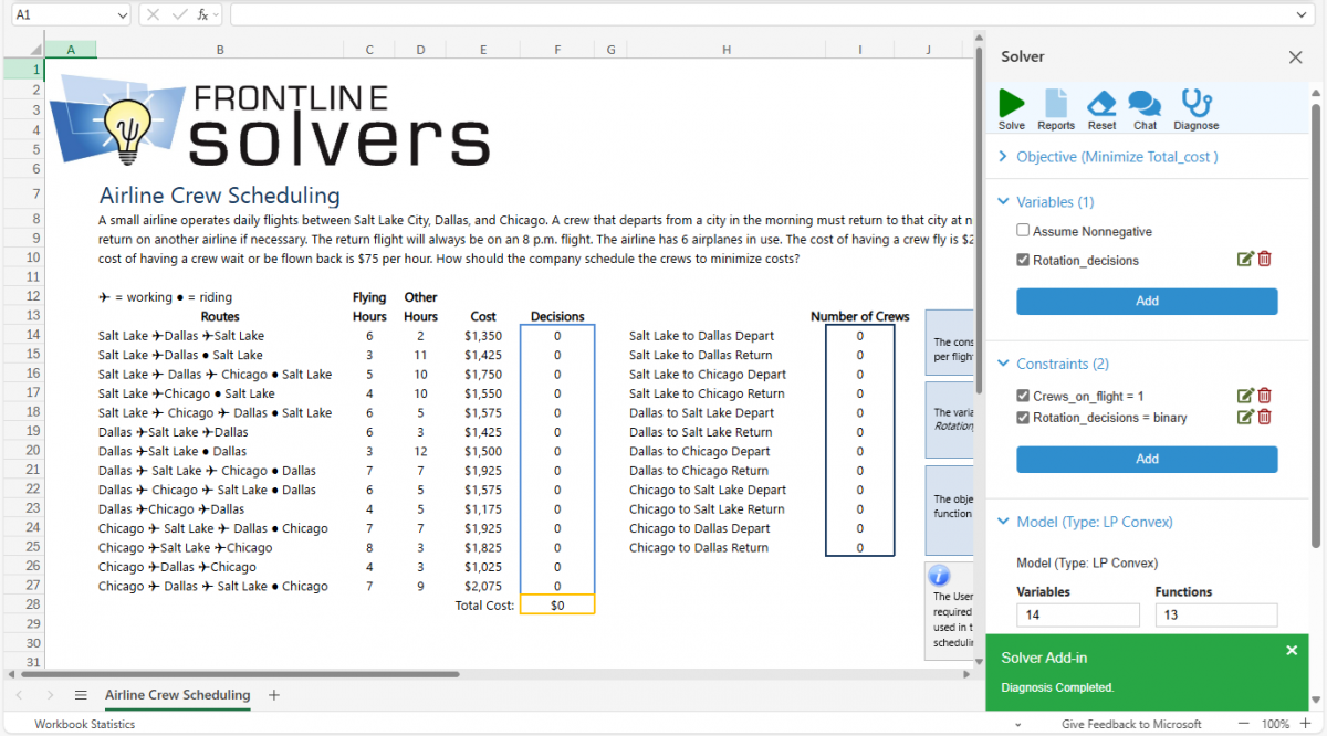 Airline Crew Scheduling Example